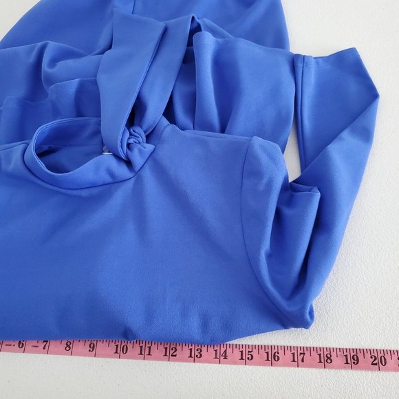 New York and Co Womens Blue Secretary Sheath Dress Size S Peplum Tie Neck - Picture 6 of 9